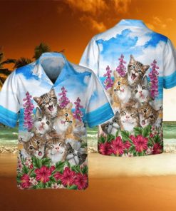 Cats Smile Hawaiian Shirt Cat And Flower Hawaiian Shirts