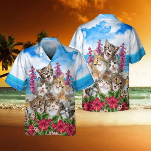 Cats Smile Hawaiian Shirt  Cat And Flower Hawaiian Shirts