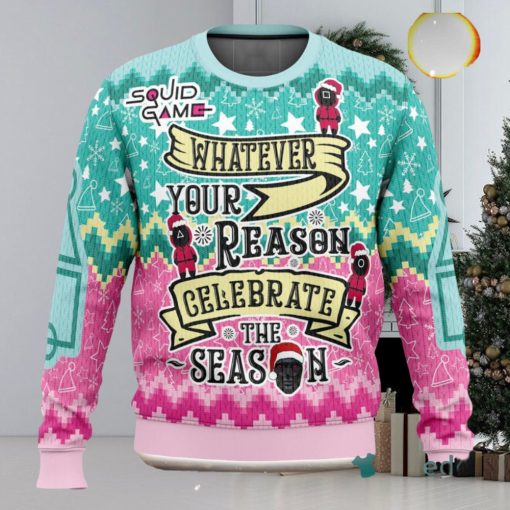 Celebrate The Season Squid Game 3D Ugly Christmas Sweater Unisex Christmas Sweater For Men And Women