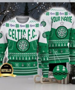 Celtic FC Ugly Christmas Sweater Logo Custom Name Gift Fans