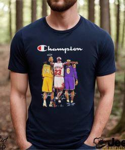 Champion Kobe Bryant, Michael Jordan and Lebron James NBA Legend signatures shirt