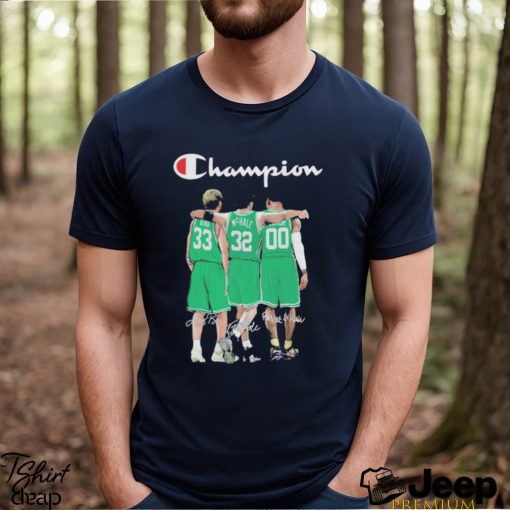 Champion Larry Bird, Kevin McHale and Robert Parish Boston Celtics signatures shirt