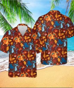 Charizard Fire Hawaiian Shirt 3D Pokemon Hawaiian Shirt Pokemon Button Up Shirt hawaiian shirt