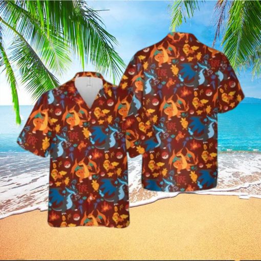 Charizard Fire Hawaiian Shirt 3D Pokemon Hawaiian Shirt