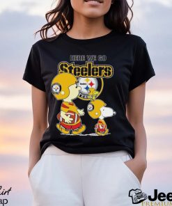 Charlie Brown Snoopy And Woodstock Road NFL Pittsburgh Steelers Here We Go Steelers 2023 Shirt