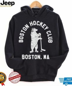 Charlie wearing boston hockey club boston ma shirt