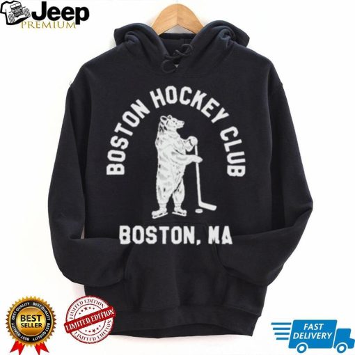 Charlie wearing boston hockey club boston ma shirt