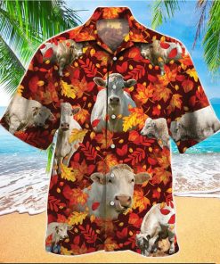 Charolais Cattle Autumn Leaves Hawaiian Shirt