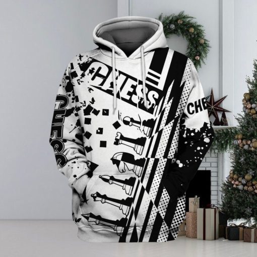 Chess Play Game Black And White 3d All Over Print Hoodie