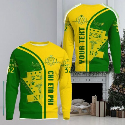 Chi Eta Phi In My Heart Yellow 3D Sweater Community Custom Name Logo For Men And Women Gift Christmas