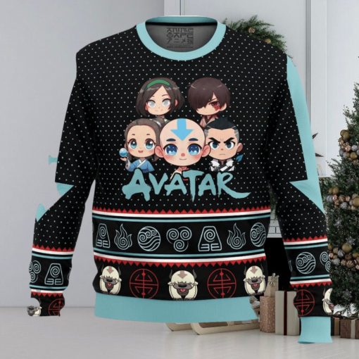 Chibi Avatar The Last Airbender Ugly Christmas Sweater Holiday Gift Christmas Sweater