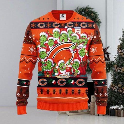 Chicago Bears 12 Grinch Xmas Day Christmas Ugly Sweater 3D Christmas Xmas Sweater