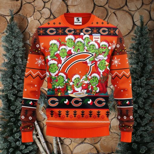 Chicago Bears 12 Grinch Xmas Day Christmas Ugly Sweater