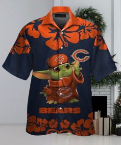 Chicago Bears Baby Yoda Short Sleeve Button Up Tropical Hawaiian Shirt