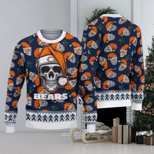 Chicago Bears Fans Skull Outwear Ugly Christmas Sweater