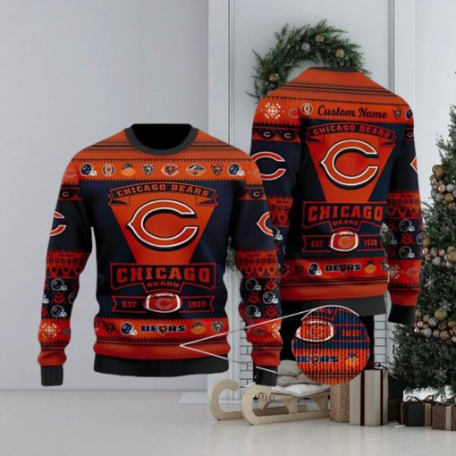 Chicago Bears Football Team Logo Christmas Gift All Over Print Ugly Christmas Sweater 3D Printed Men And Women Holiday Gift