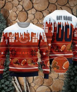 Chicago Bears Graphics NFL Snowflakes Reindeer 3D Sweater Custom Number And Name