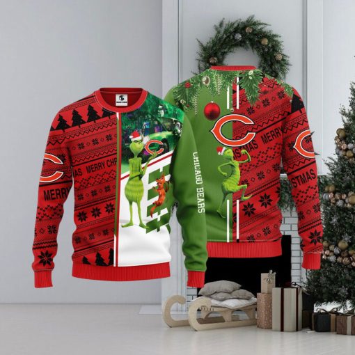 Chicago Bears Grinch & Scooby Doo Christmas Ugly Sweater 1