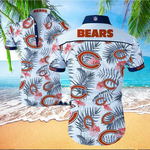 Chicago Bears Logo White Shirt Hawaiian Summer Beach Shirt Full Print