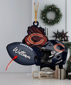 Chicago Bears NFL Custom Name Rugby Ball Helmet Custom Shape Christmas Ornament