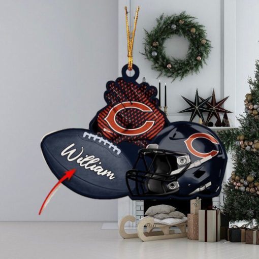 Chicago Bears NFL Custom Name Rugby Ball Helmet Custom Shape Christmas Ornament