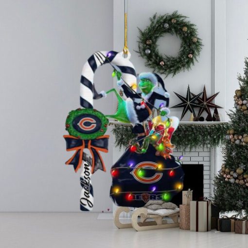 Chicago Bears NFL Grinch Candy Cane Personalized Xmas Gifts Christmas Tree Decorations Ornament
