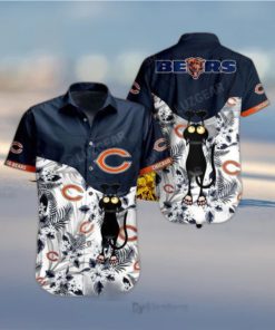 Chicago Bears NFL Hawaiian Shirt Black Cat Graphic 3D Printed Hawaii Shirt Short Fan Ever