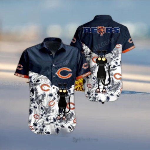 Chicago Bears NFL Hawaiian Shirt Black Cat Graphic 3D Printed Hawaii Shirt Short Fan Ever