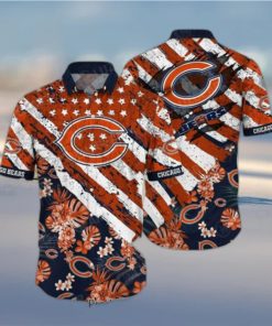 Chicago Bears NFL Hawaiian Shirt Floral Print American Flag Beach Shirt Short Style Summer