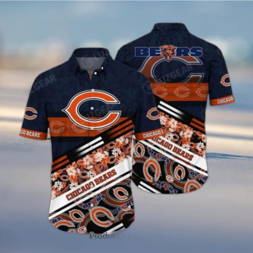 Chicago Bears NFL Hawaiian Shirt Graphic Tropical Pattern 3D Printed Beach Shirt Summer Gift For Fans