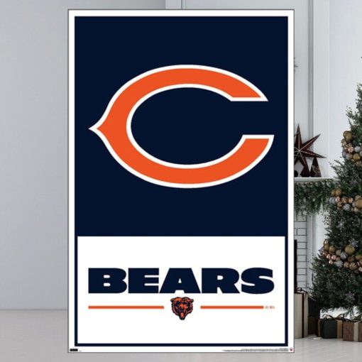 Chicago Bears Official Nfl Football Team Logo And Script Poster