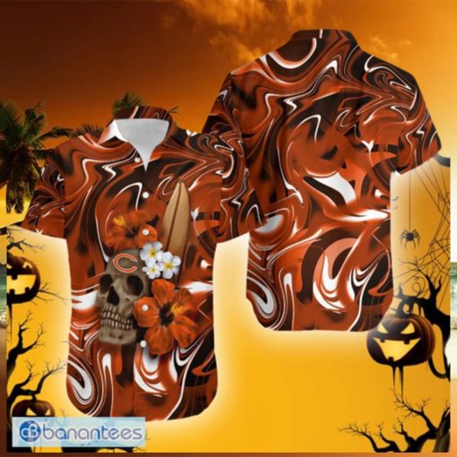 Chicago Bears Skull And Flower Halloween Hawaiian Shirt For Men And Women