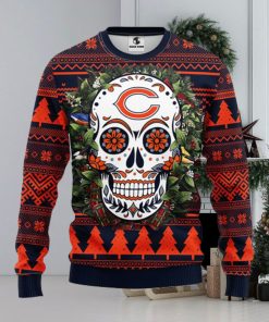 Chicago Bears Skull Flower Ugly Christmas Ugly Sweater