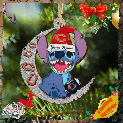 Chicago Bears Stitch Ornament NFL Christmas And Stitch With Moon Ornament
