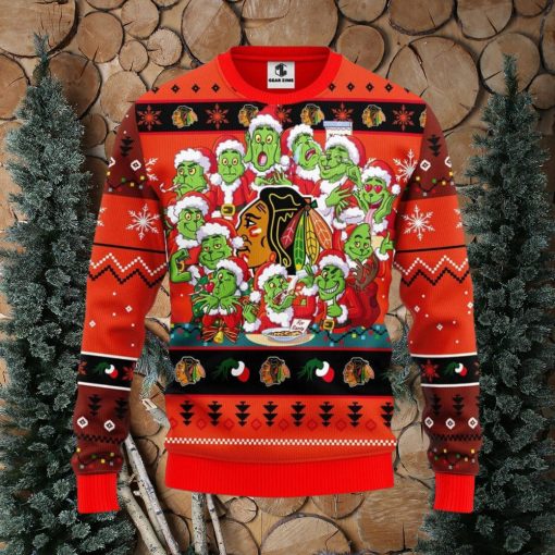 Chicago Blackhawks 12 Grinch Xmas Day Christmas Ugly Sweater Christmas Gift For Fans Party Hoiliday Gift