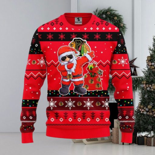 Chicago Blackhawks Dabbing Santa Claus Xmas Ugly Christmas Sweater Best Christmas Gift Ideas