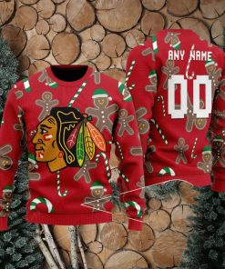 Chicago Blackhawks Snowflakes Reindeer 3D Sweater Custom Number And Name