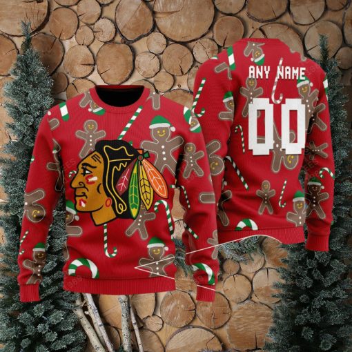 Chicago Blackhawks Snowflakes Reindeer 3D Sweater Custom Number And Name