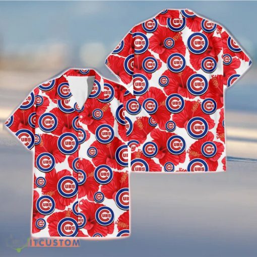 Chicago Cubs Big Red Hibiscus Lover 3D Hawaiian Shirt Summer Gift For Fans