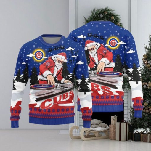 Chicago Cubs Christmas Funny DJ Santa New Style Knitted Sweater