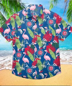 Chicago Cubs Floral Button Up Hawaiian Shirt