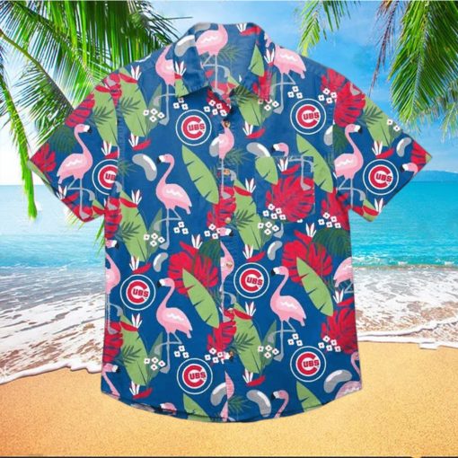 Chicago Cubs Floral Button Up Hawaiian Shirt