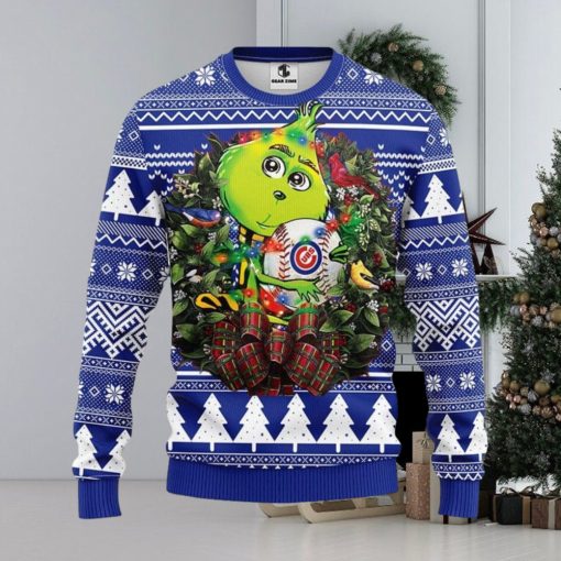 Chicago Cubs Grinch Hug Christmas Ugly Sweater 3D Christmas Xmas Sweater