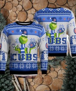 Chicago Cubs Grinch Snowflake Pattern Ugly Sweater Christmas