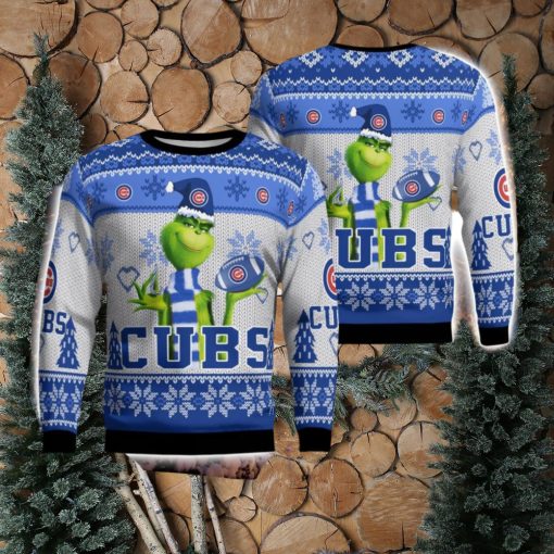 Chicago Cubs Grinch Snowflake Pattern Ugly Sweater Christmas