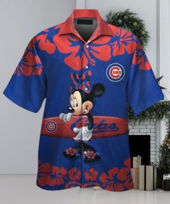 Chicago Cubs Minnie Mouse Short Sleeve Button Up Tropical Hawaiian Shirt