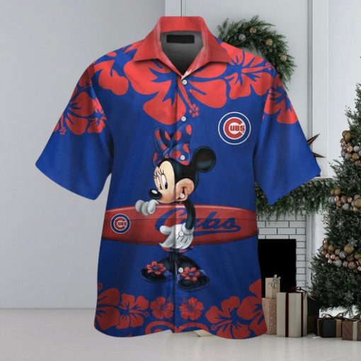 Chicago Cubs Minnie Mouse Short Sleeve Button Up Tropical Hawaiian Shirt