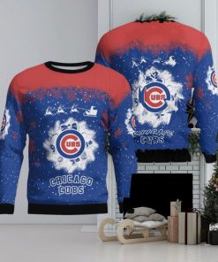 Chicago Cubs Santa sleigh driving reindeer Pattern Ugly Christmas Sweater