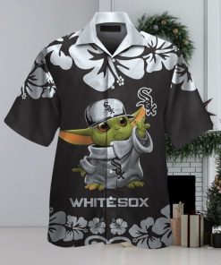 Chicago White Sox Baby Yoda Short Sleeve Button Up Tropical Hawaiian Shirt