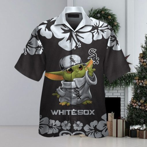 Chicago White Sox Baby Yoda Short Sleeve Button Up Tropical Hawaiian Shirt